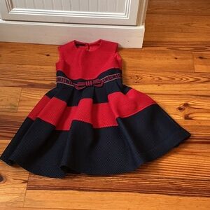 Carolina Herrera Kids Red and Navy Blue Formal Dress